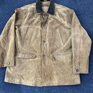 Knightsbridge Coat Mens Large Brown Microfiber Overcoat Button Lined Insulated